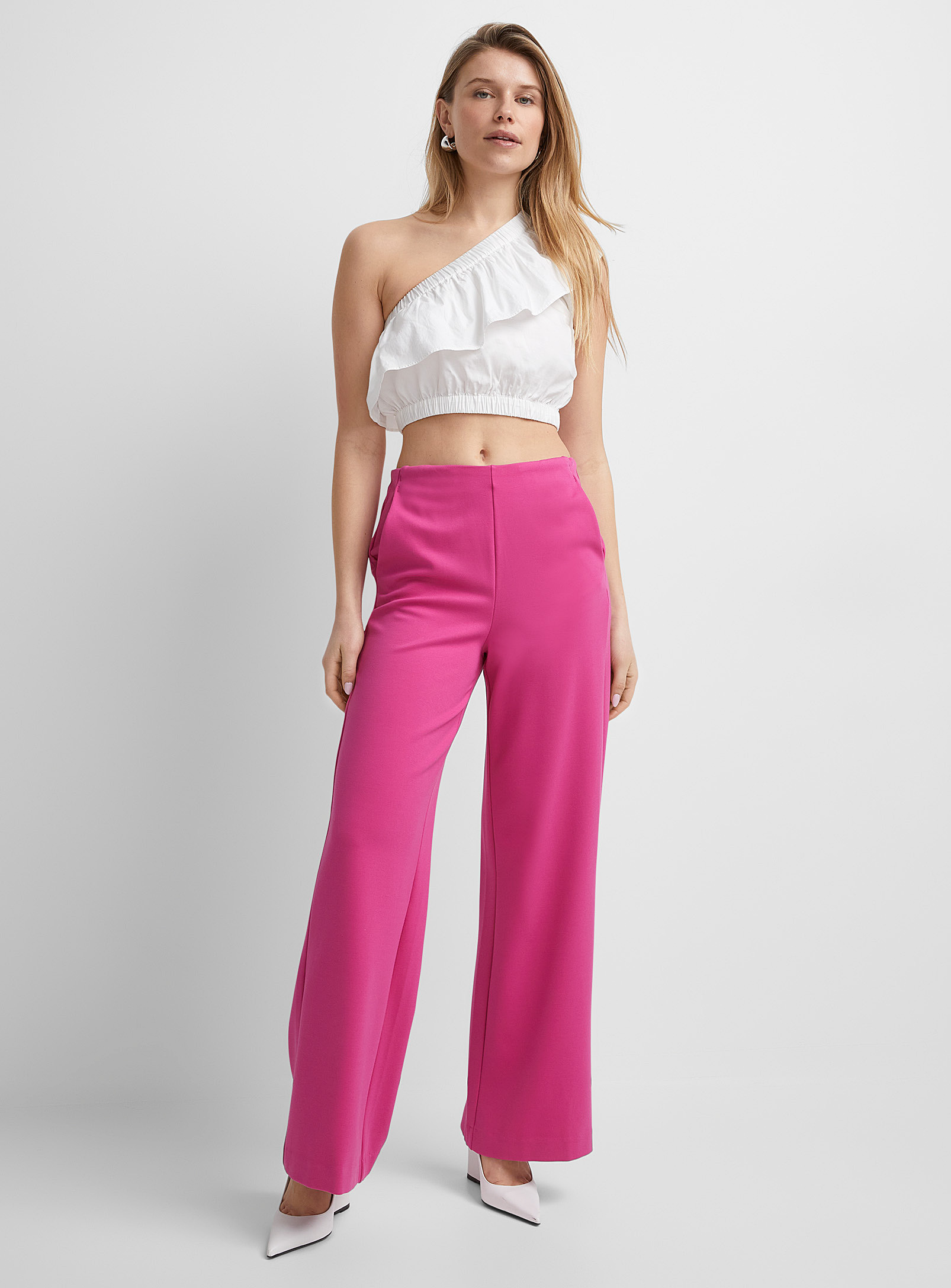 Icone Ponte Wide-leg Pant In Pink