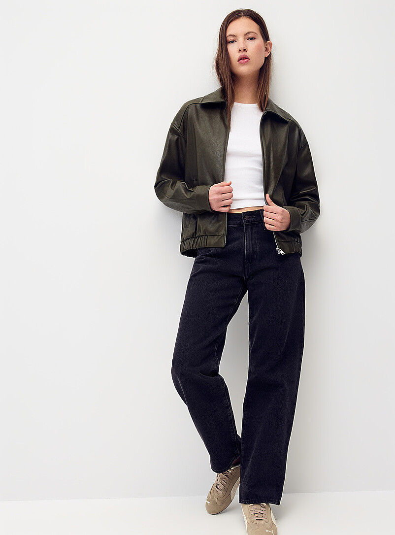 Loose zipped faux-leather jacket product image 2