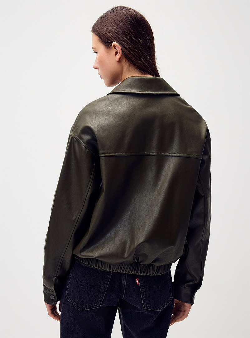 Loose zipped faux-leather jacket product image 3