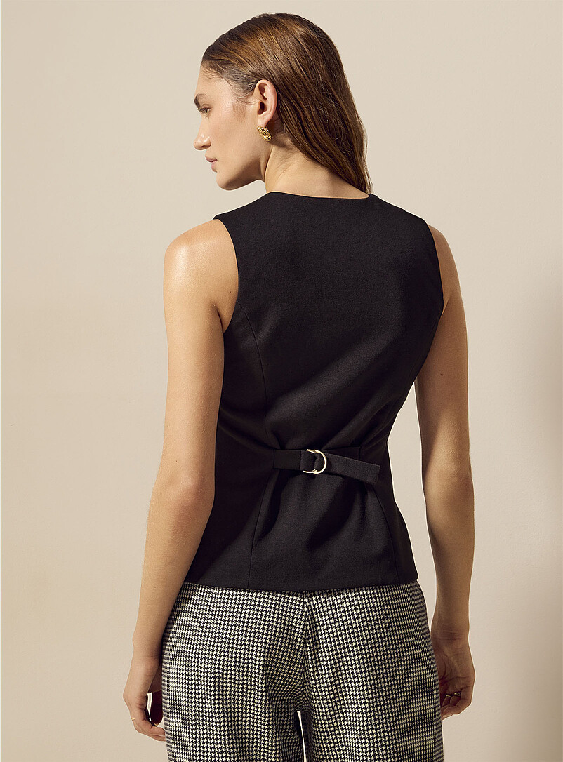 Dense knit covered buttons elongated vest product image 2