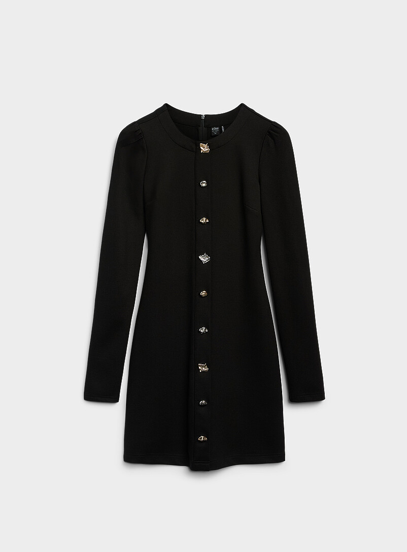 Irregular buttons ponte minidress product image (primary)