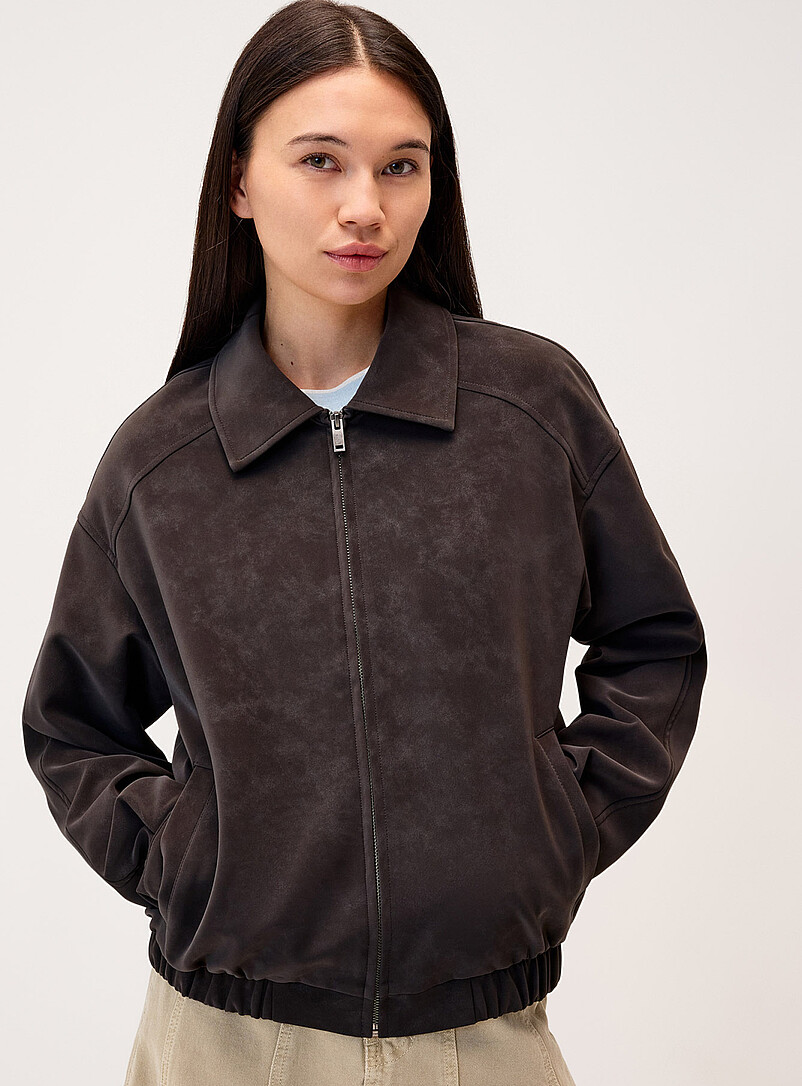 Oversized Suede-Finish Jacket