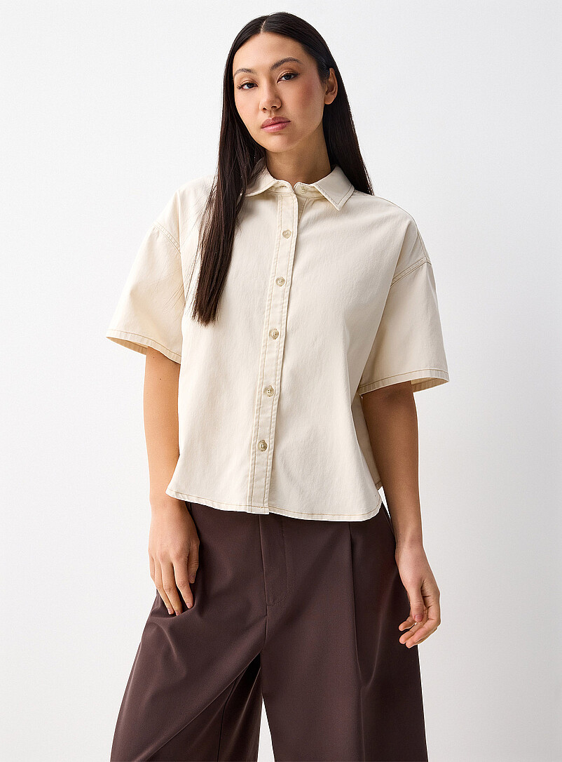 Boxy-fit denim shirt product image (primary)