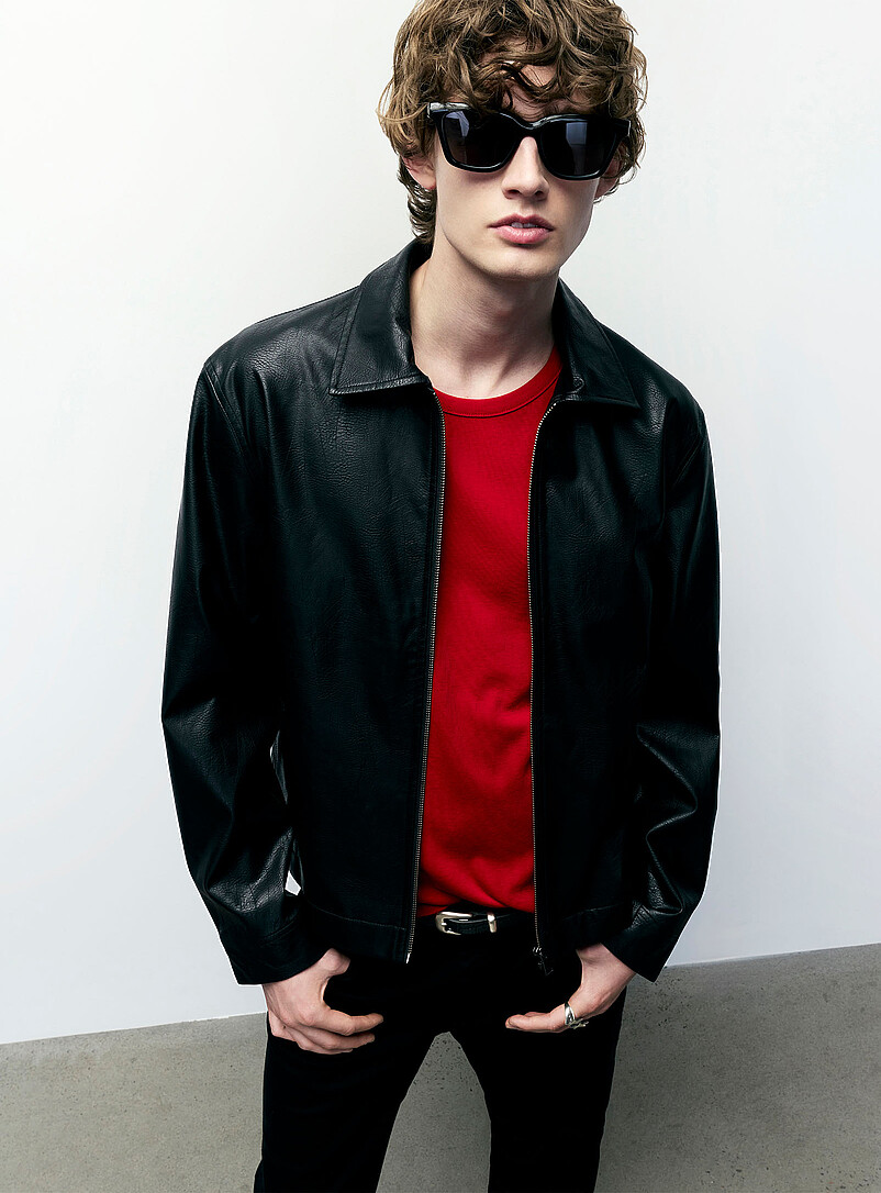 Textured Faux-Leather Jacket
