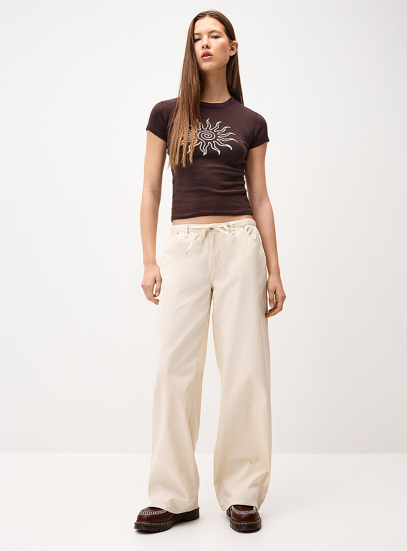 Drawcord-Waist Wide-Leg Jean