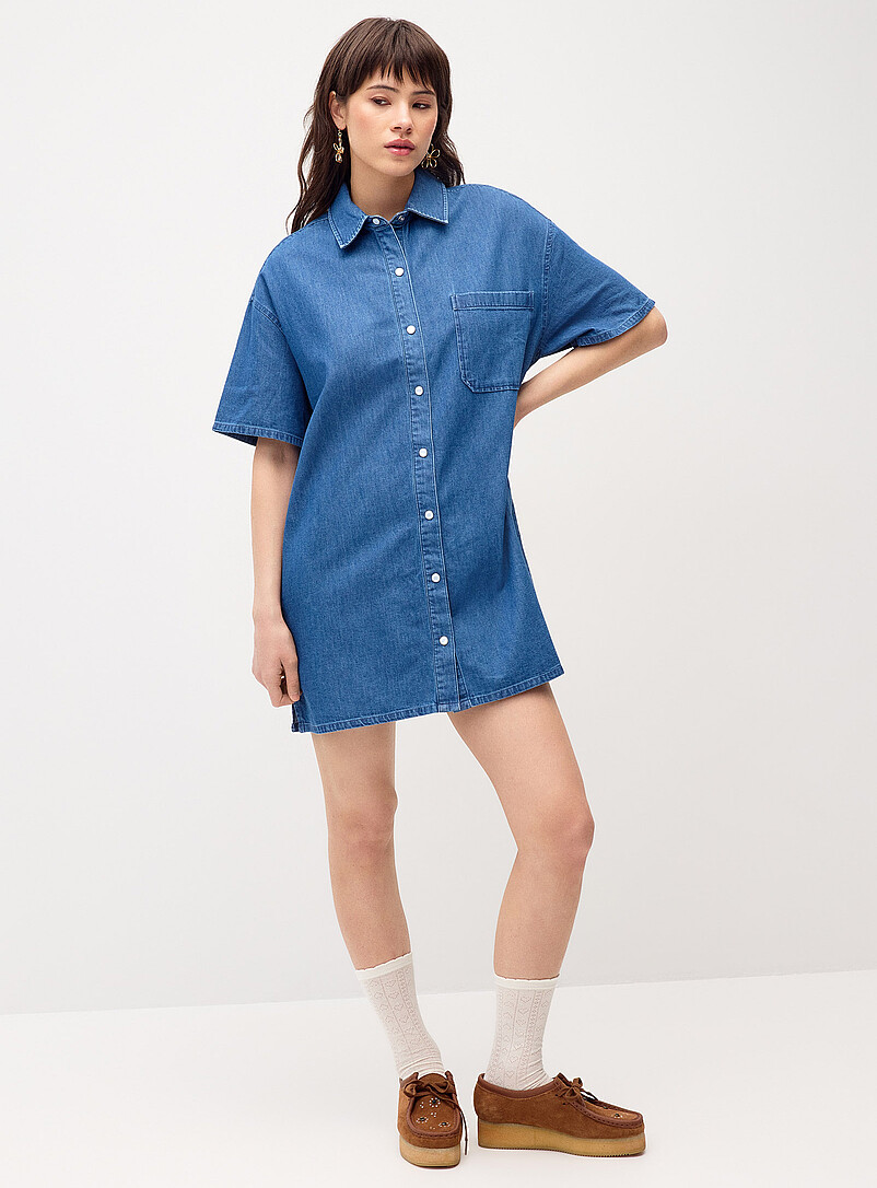 Short-Sleeve Denim Shirtdress