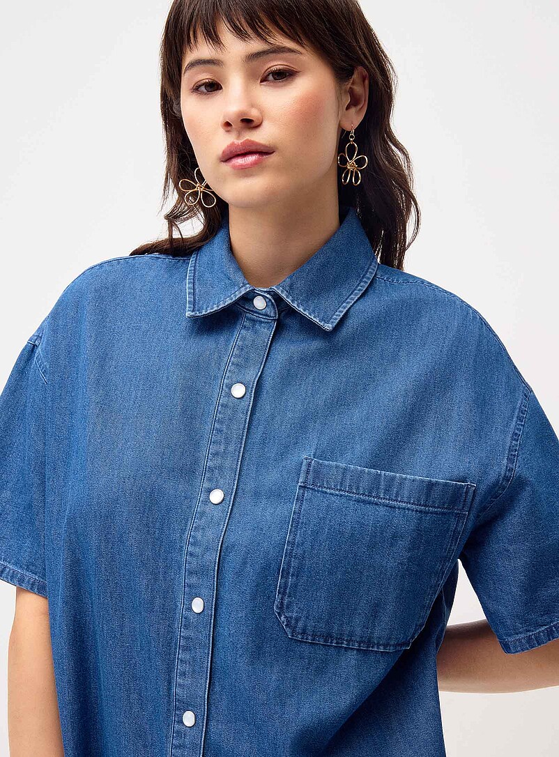 Short-sleeve denim shirtdress product image 2