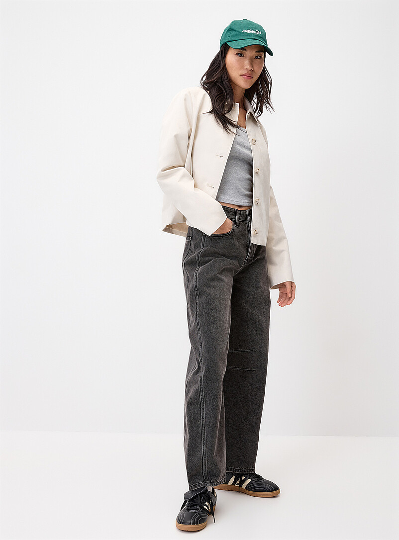 Cream-Coloured Cropped Faux-Suede Jacket