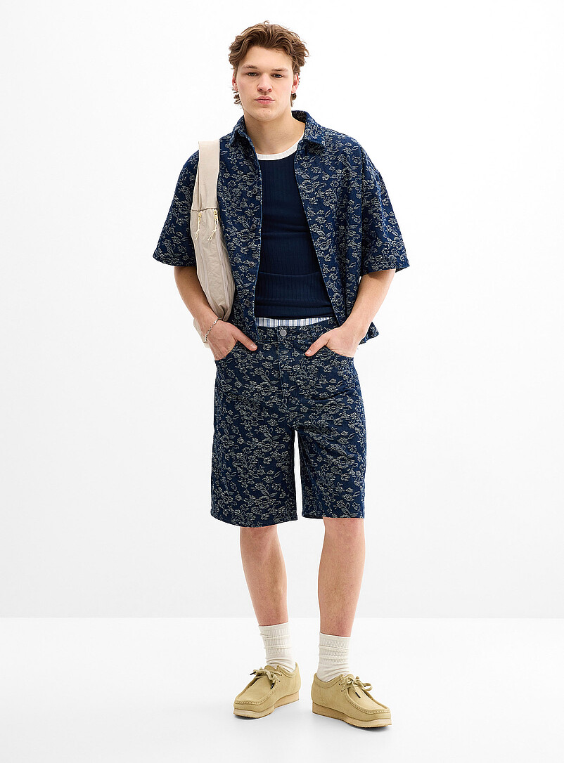 Floral Jacquard 11" Jort Baggy Fit