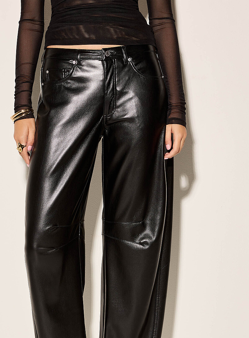 Supple faux-leather topstitched barrel pant product image 2