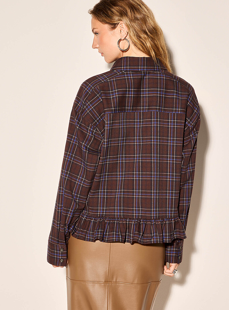 Ruffle-trim checked twill shirt product image 3