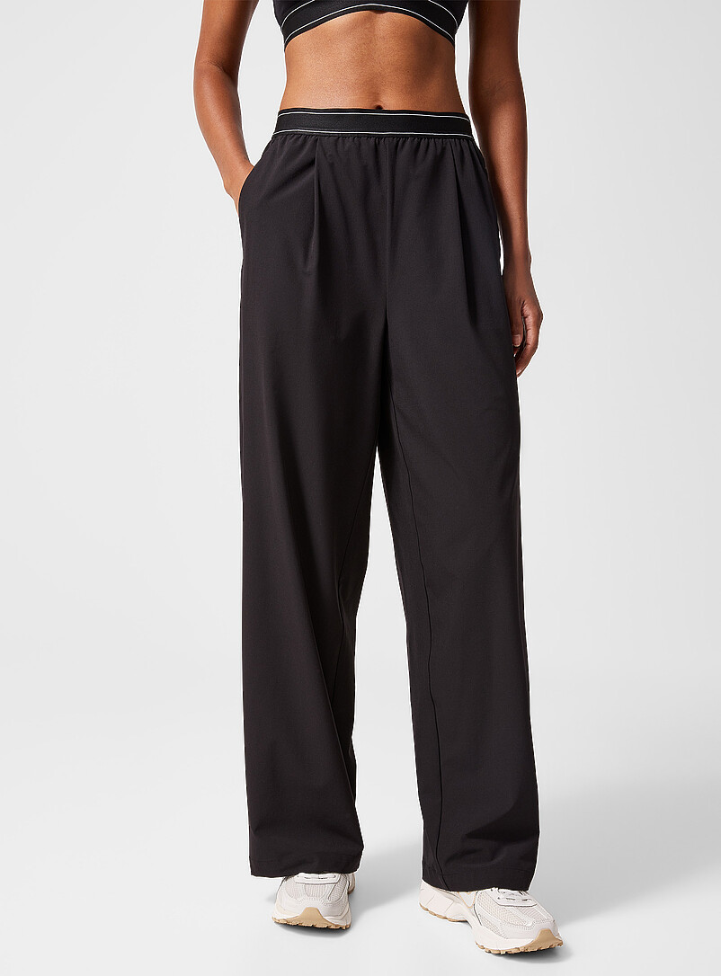Pleated stretch weave wide-leg pant product image (primary)