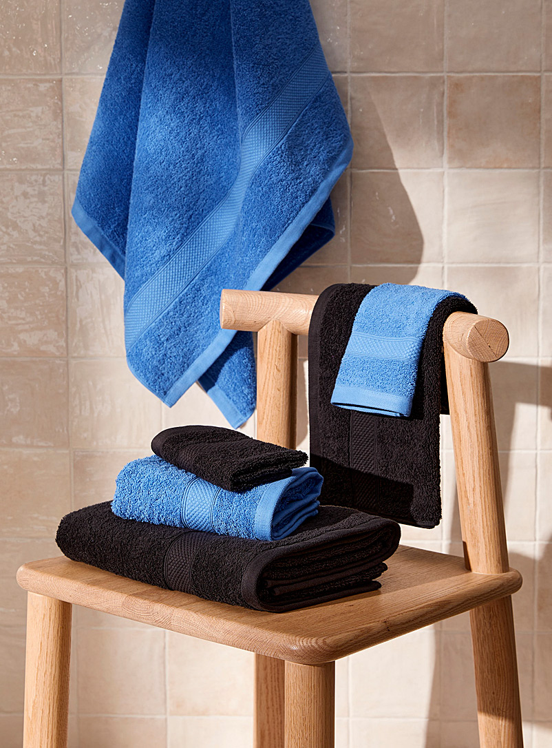 Simons Maison Patterned Blue Two-tone towels Set of 6