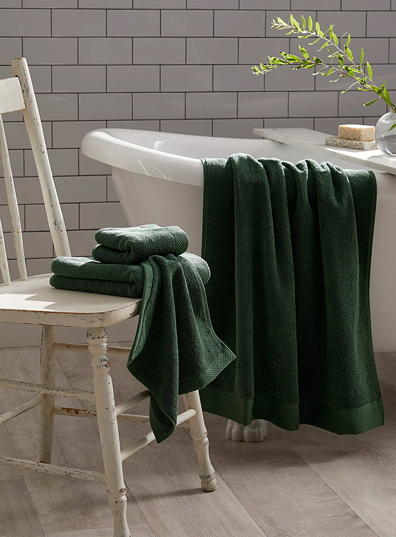 Simons Maison Green Jacquard border towels