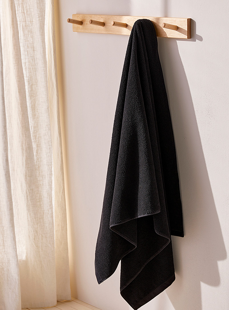 Simons Maison: Le drap de bain coton bouclé dense Noir