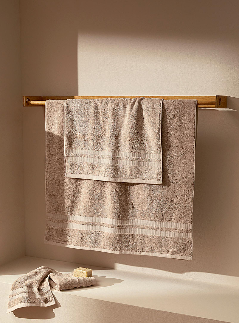 Simons Maison Cream Beige Textured stripe towels