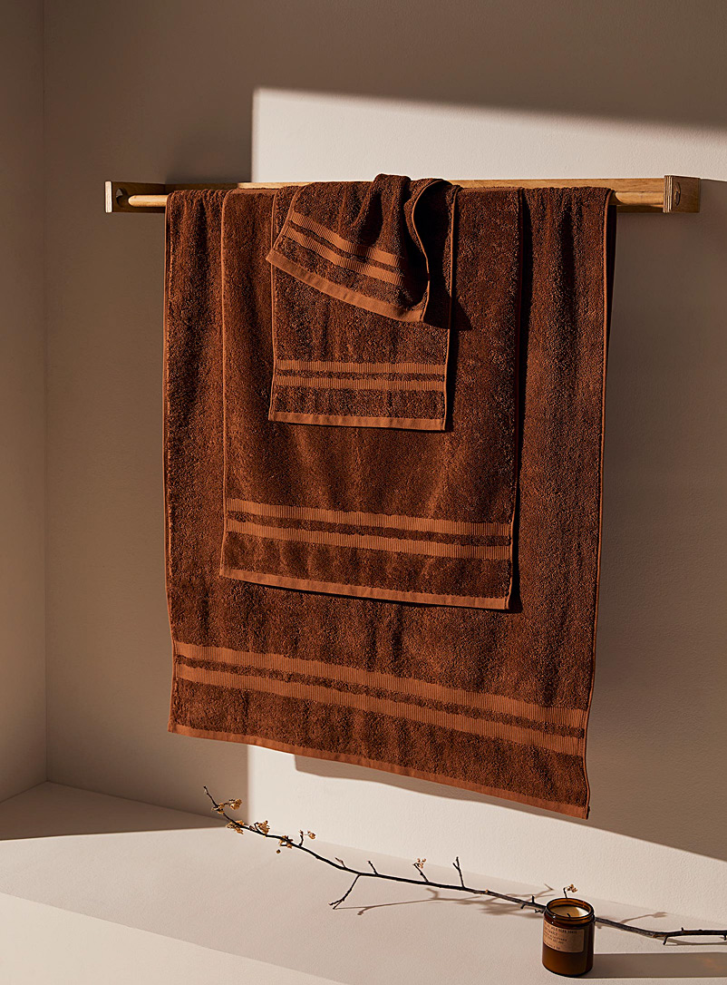 Simons Maison Brown Textured stripe towels