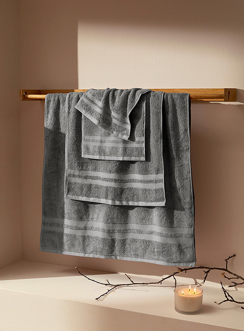 Simons Maison Charcoal Textured stripe towels
