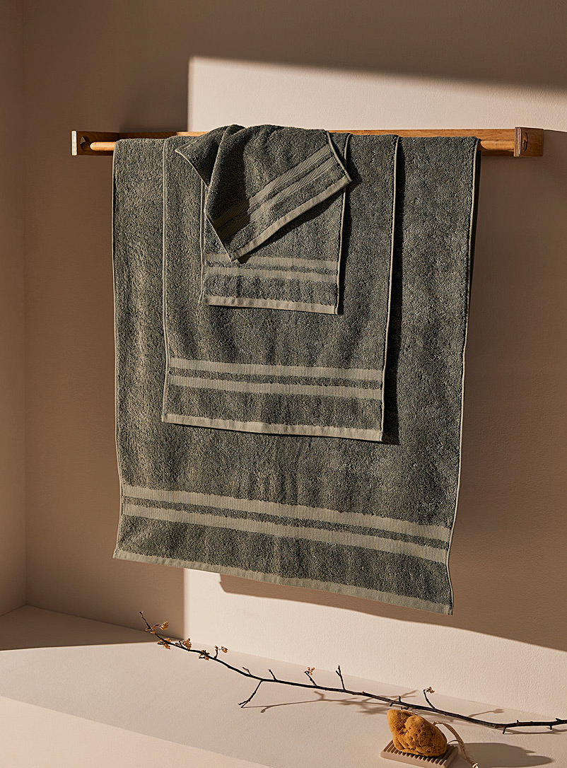 Simons Maison Green Textured stripe towels