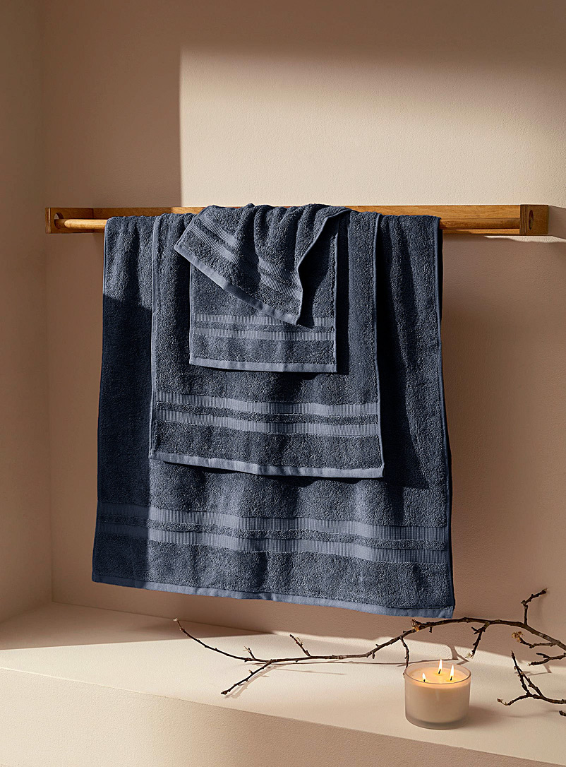 Simons Maison Marine Blue Textured stripe towels