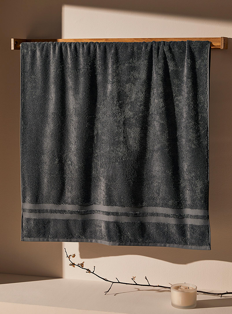 Simons Maison Charcoal Textured stripes towel