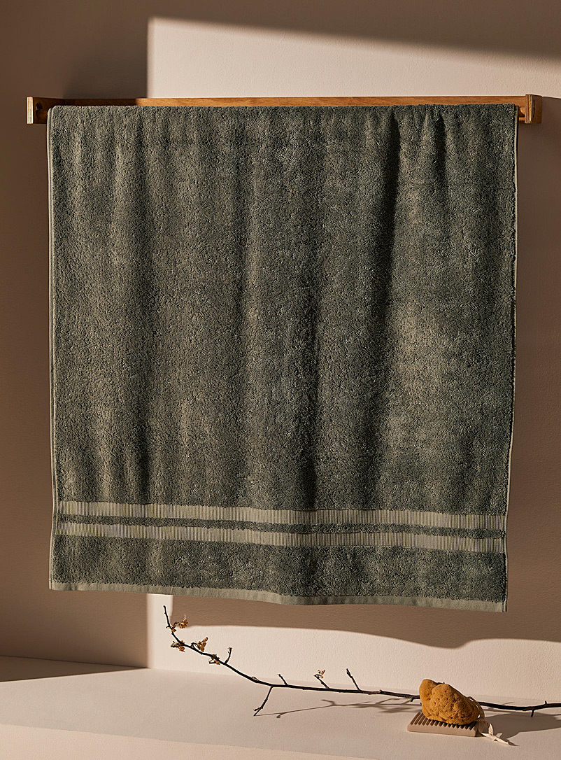 Simons Maison Green Textured stripes towel
