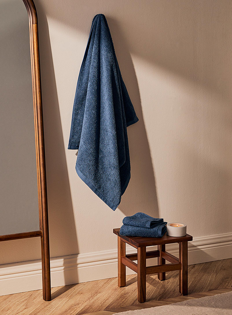 Simons Maison: Les serviettes bordure rainurée Bleu