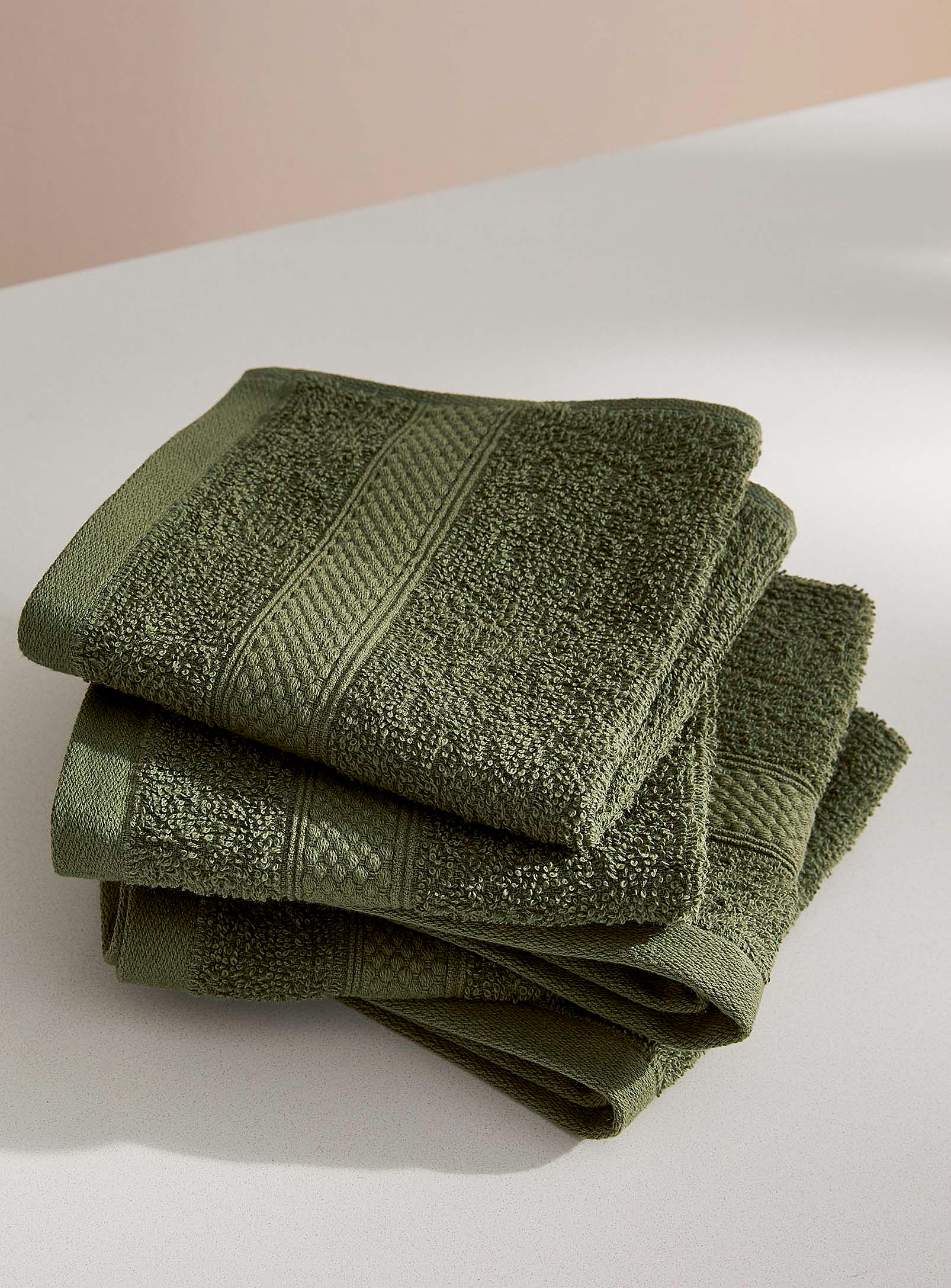 Simons Maison Extra-value Colour Facecloths Set Of 5 In Mossy Green