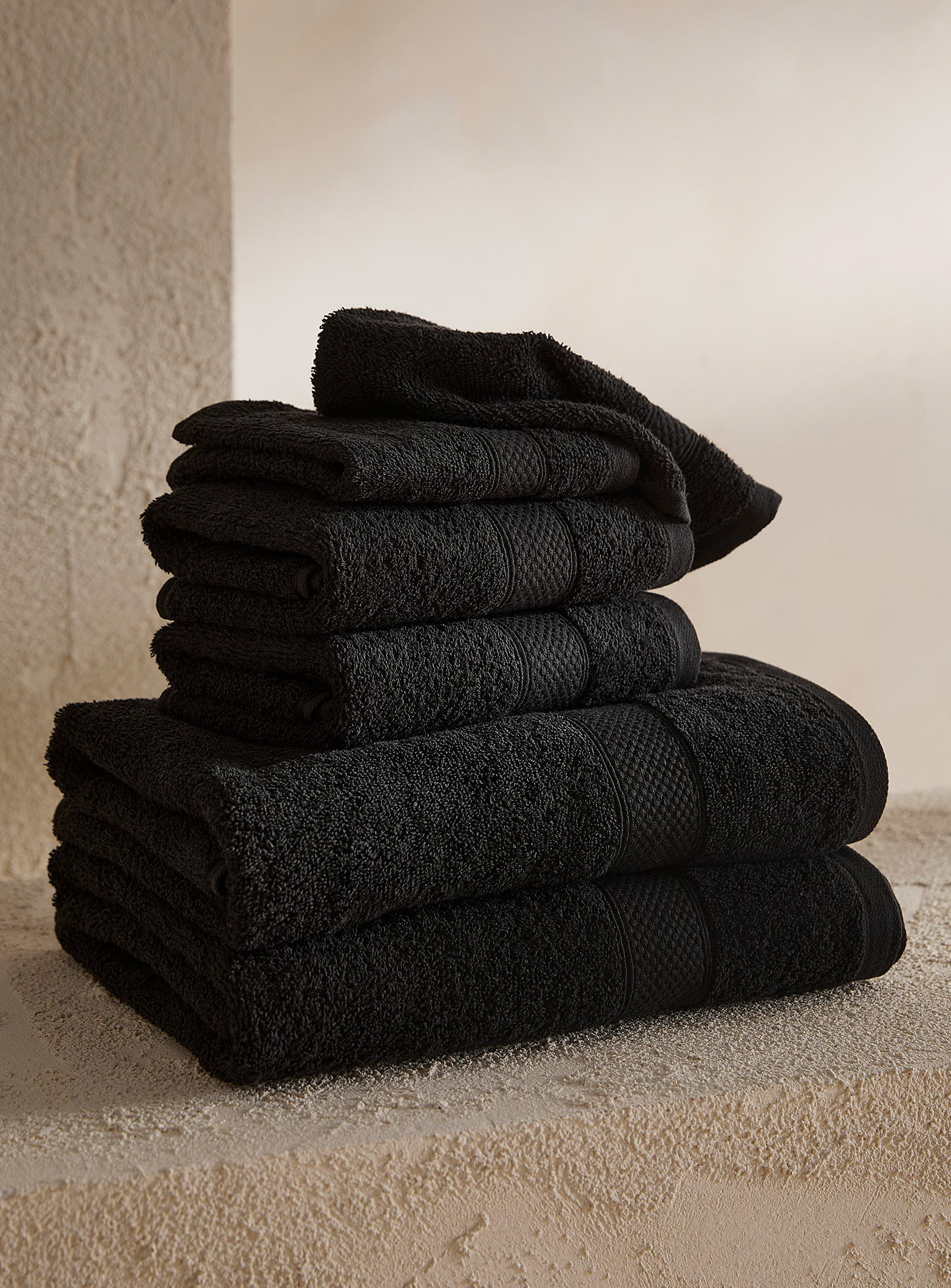 Simons Maison Extra-value Colour Towels Set Of 6 In Black