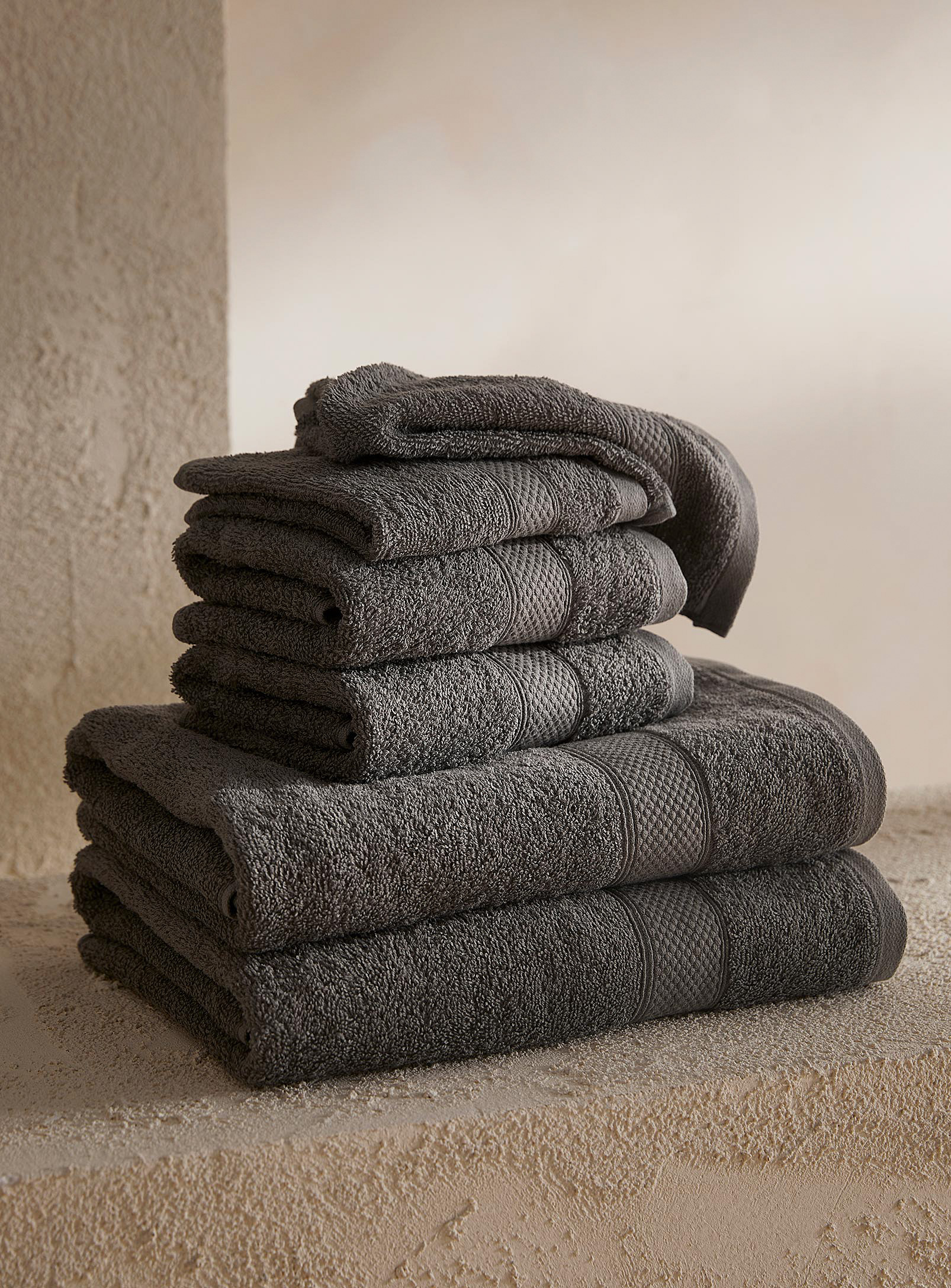 Simons Maison Extra-value Colour Towels Set Of 6 In Dark Grey