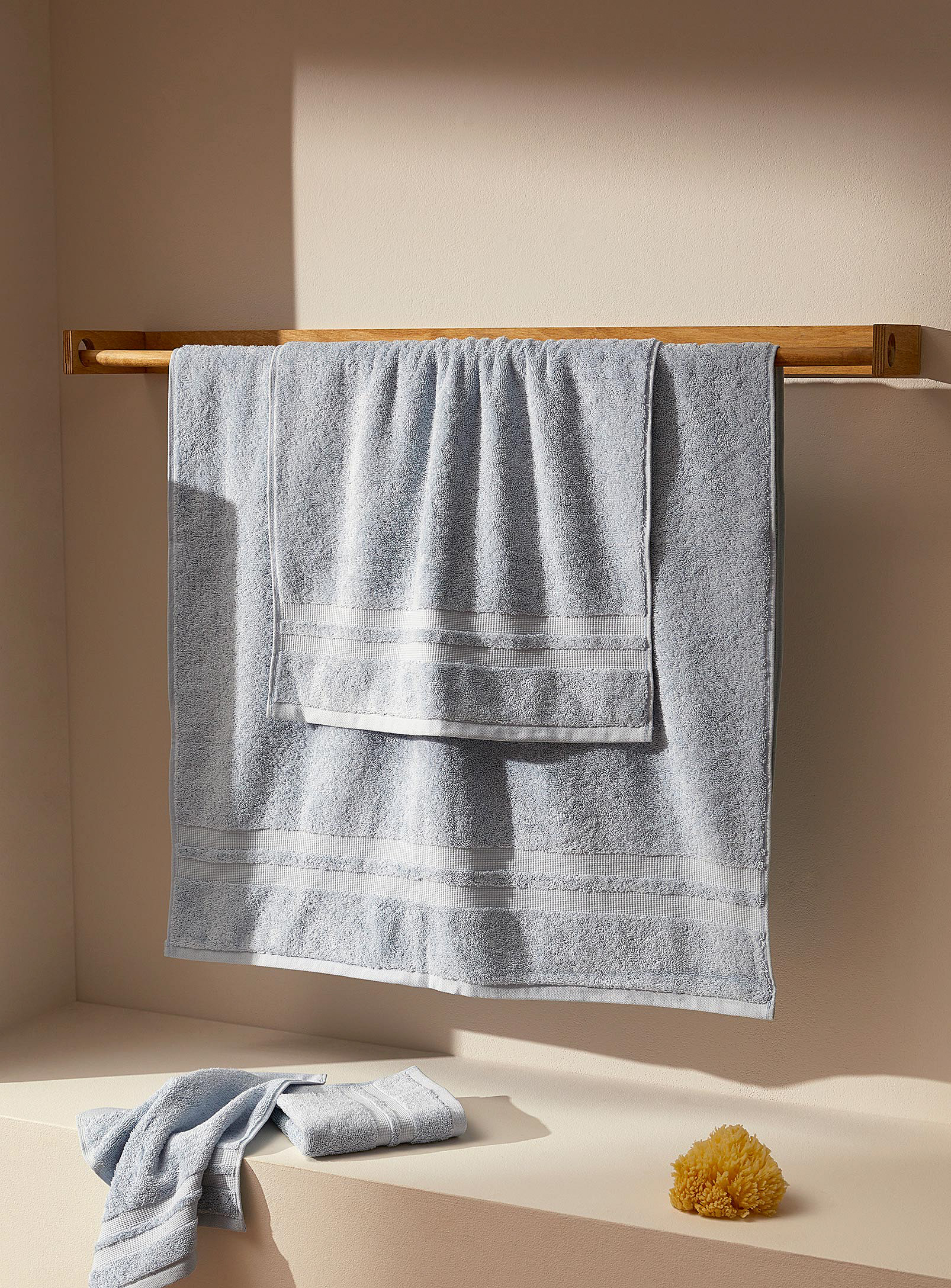 Simons Maison Textured Stripe Towels In Baby Blue