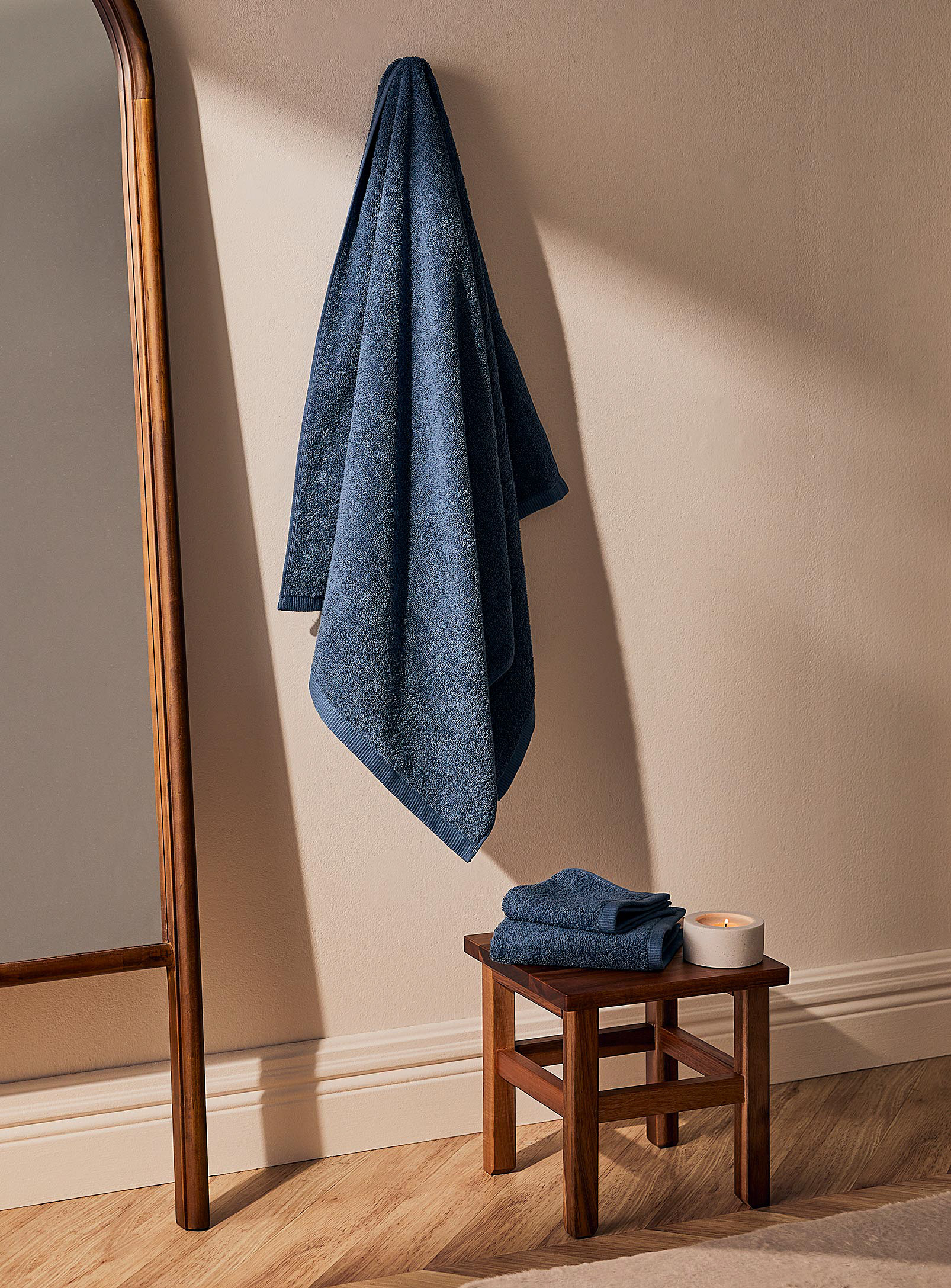 Simons Maison Grooved Trim Towels In Blue