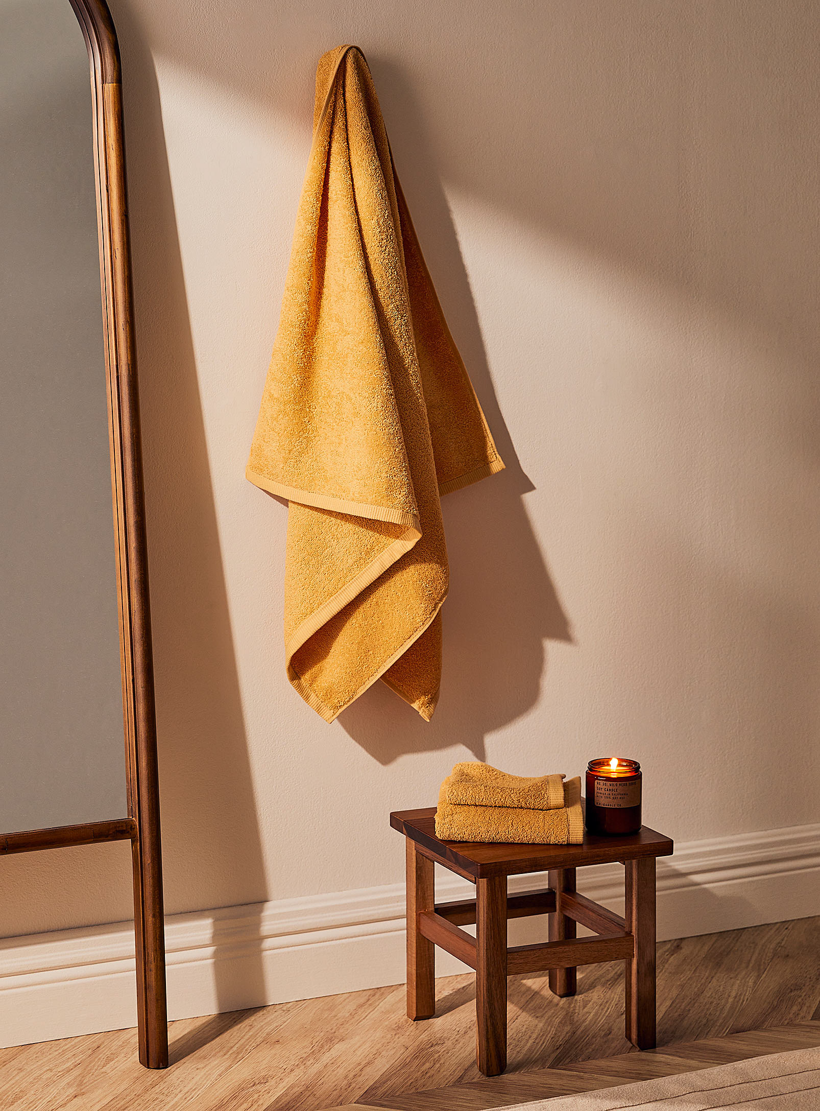 Simons Maison Grooved Trim Towels In Golden Yellow