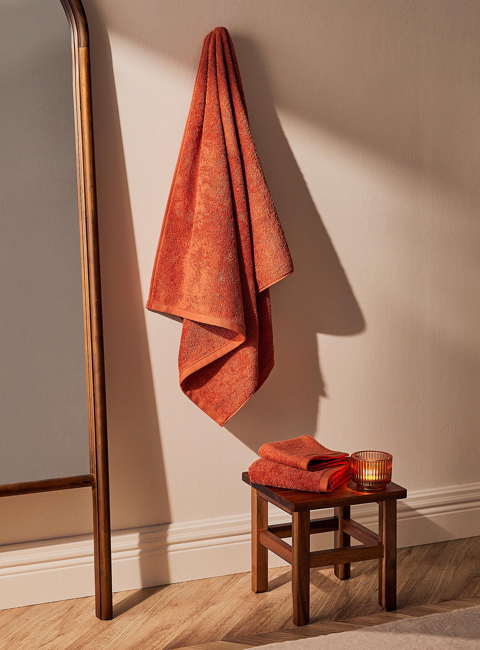 Simons Maison Grooved Trim Towels In Orange
