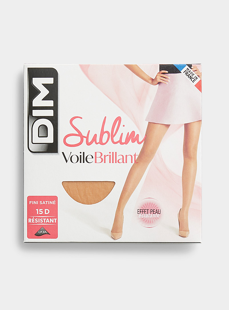 DIM: Le collant diaphane Sublim voile brillant 15 deniers - Ultrafin Beige dor&eacute; pour femme
