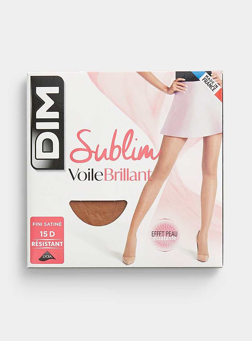 DIM: Le collant diaphane Sublim voile brillant 15 deniers - Ultrafin Beige dor&eacute; pour femme
