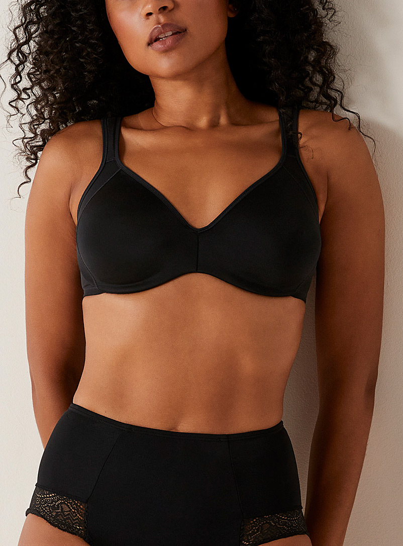 DIM Black Generous tulle-insert full coverage bra for women