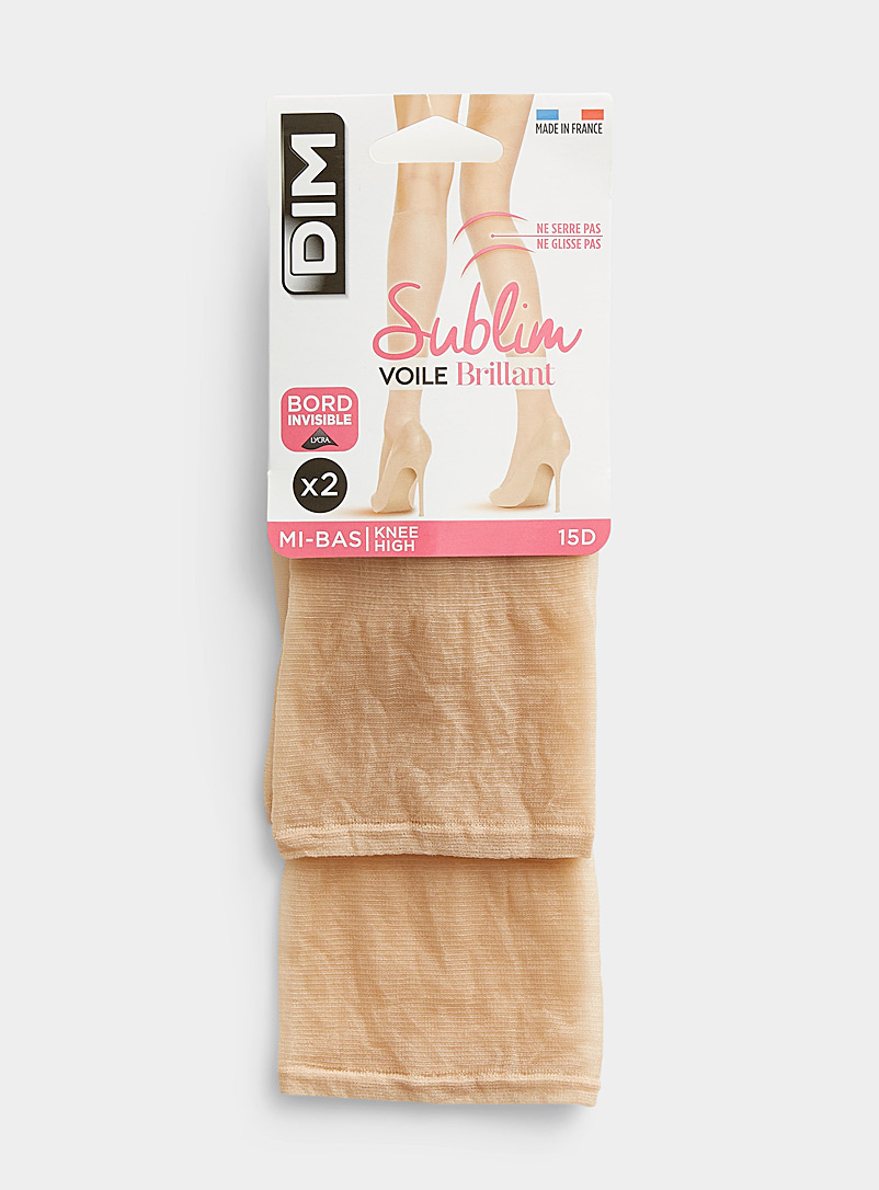 DIM: Les bas genoux Sublim voile brillant Emballage de 2 Noir pour femme