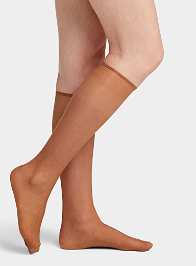 DIM: Les bas genoux Sublim voile brillant Emballage de 2 Noir pour femme