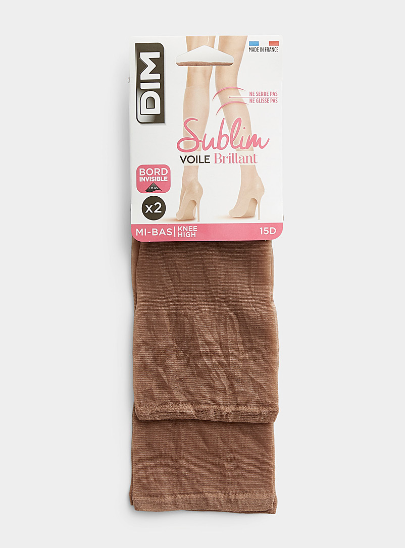 DIM: Les bas genoux Sublim voile brillant Emballage de 2 Noir pour femme