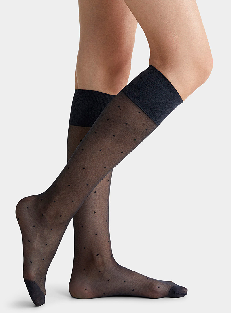 DIM Black Dotted knee-highs for women