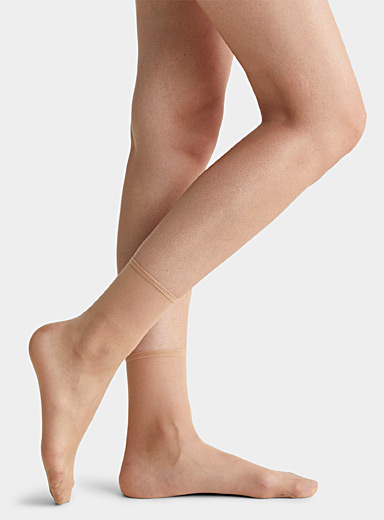 DIM: Les chaussettes cheville Sublim voile mat Emballage de 2 Naturel ivoire pour femme