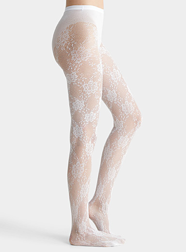 Illusion thigh-high tights, Simons, Shop Women's Tights Online