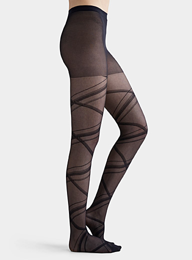Flower and line sheer stockings, Rachel, Shop Women's Patterned Pantyhose  Online