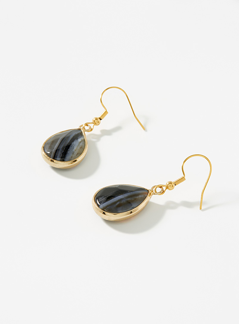 Simons Black Translucent stone earrings for women