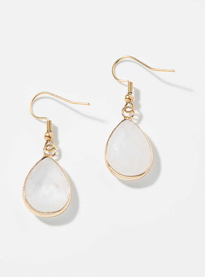 Simons White Translucent stone earrings for women