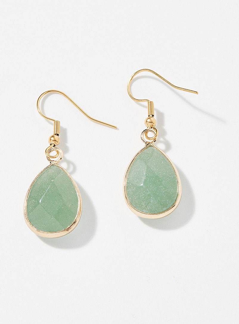 Simons Lime Green Translucent stone earrings for women