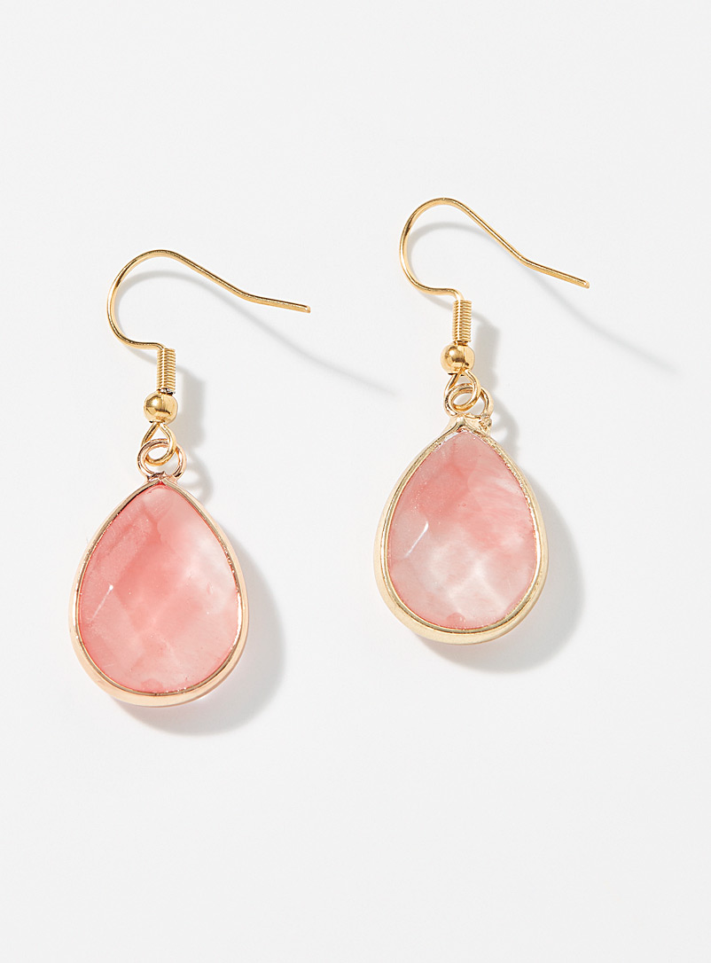 Simons Dusky Pink Translucent stone earrings for women