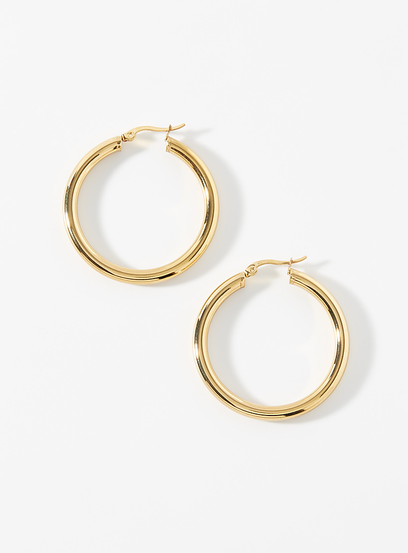 Simons: Les grands anneaux tubulaires dorés Assorti pour femme