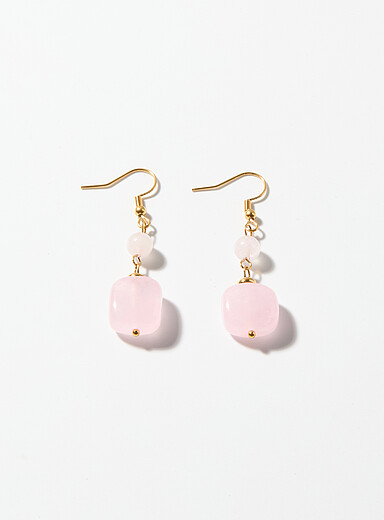 Long square stone earrings